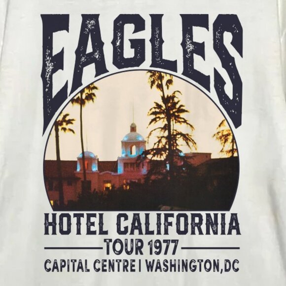 Retro 90s Eagles Hotel California Tour 1977 T-Shirt, Graphic Eagles Band Tee - Picture 3 of 4